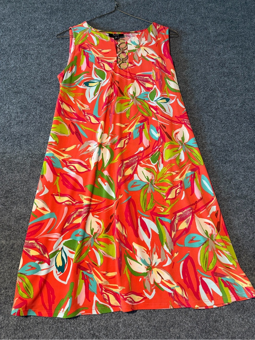 MSK Bright Coral Floral Sleeveless A‑Line Dress